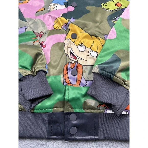 Nickelodeon Rugrats Jacket‎ Mens Large Camo Cartoon Bomber Quilted 90s Style New